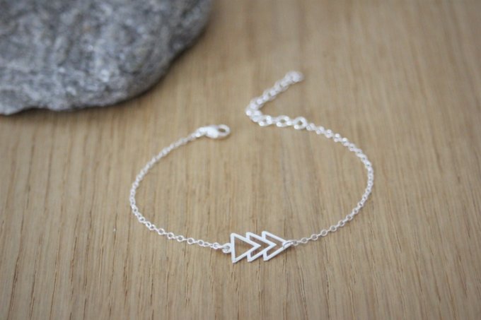 Bracelet argent 3 triangles style ethnique