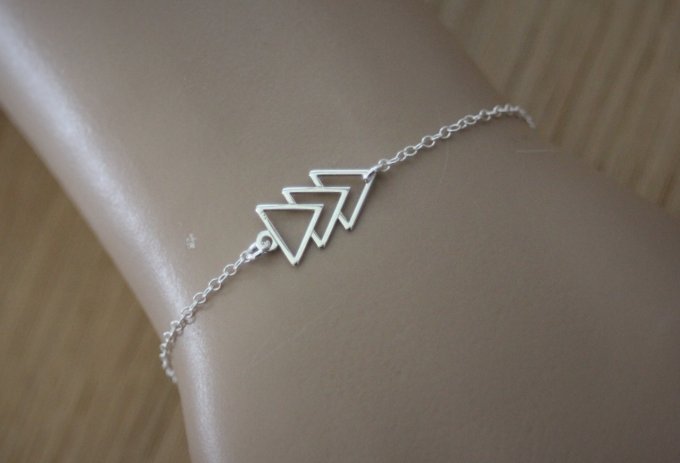 Bracelet argent 3 triangles style ethnique