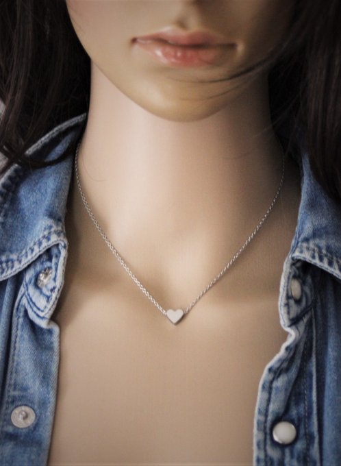 Collier acier inoxydable avec perle coeur