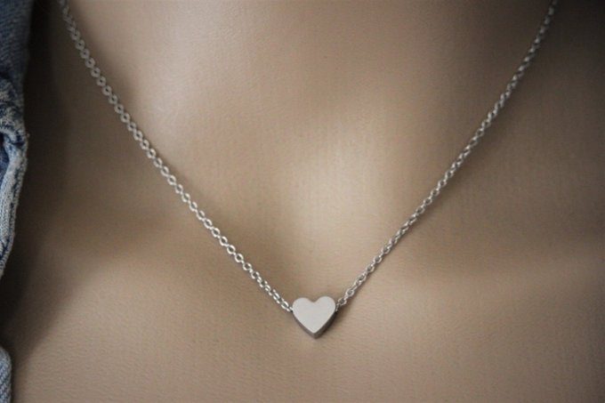 Collier acier inoxydable avec perle coeur à graver