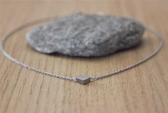 Collier acier inoxydable avec perle coeur à graver