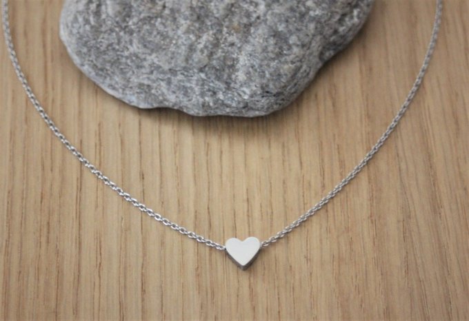 Collier acier inoxydable avec perle coeur à graver