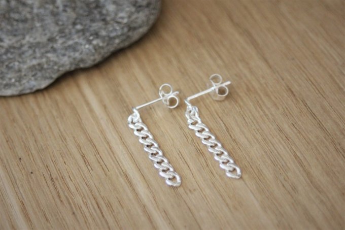 Boucles d'oreilles chaines argent massif