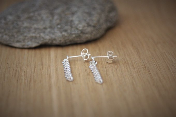 Boucles d'oreilles chaines argent massif