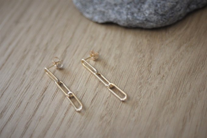 Boucles d'oreilles chaines en or gold filled