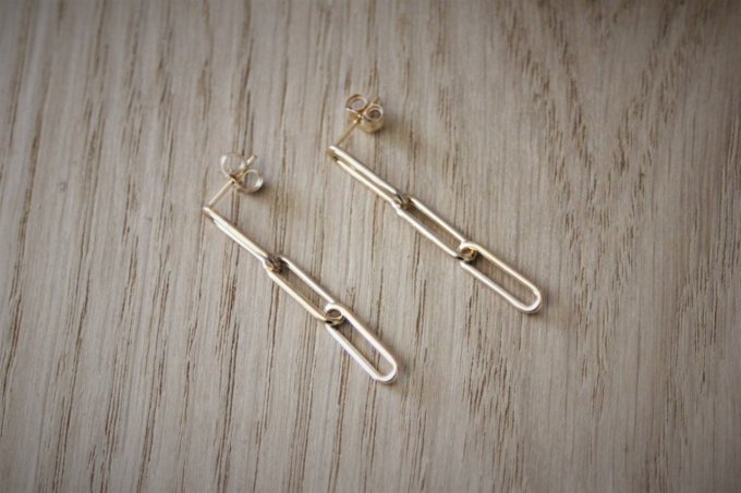 Boucles d'oreilles chaines en or gold filled