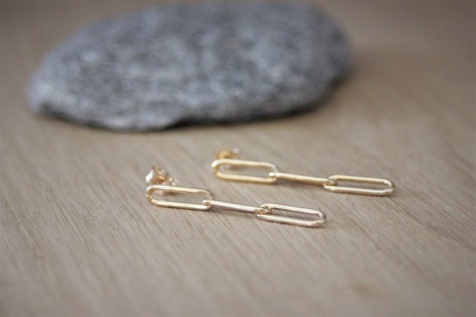 Boucles d'oreilles chaines en or gold filled