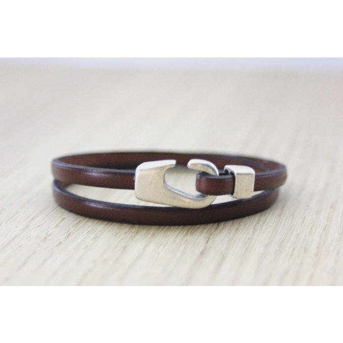 bracelet homme en cuir marron