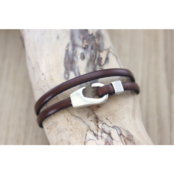 Bracelet cuir marron pour homme