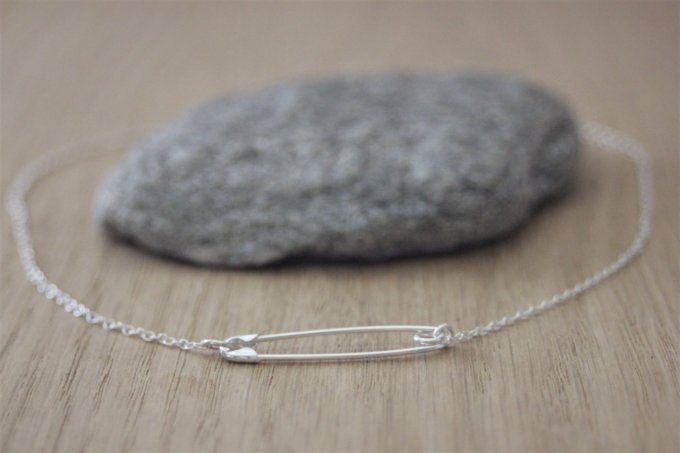 Collier argent massif pendentif épingle à nourrice