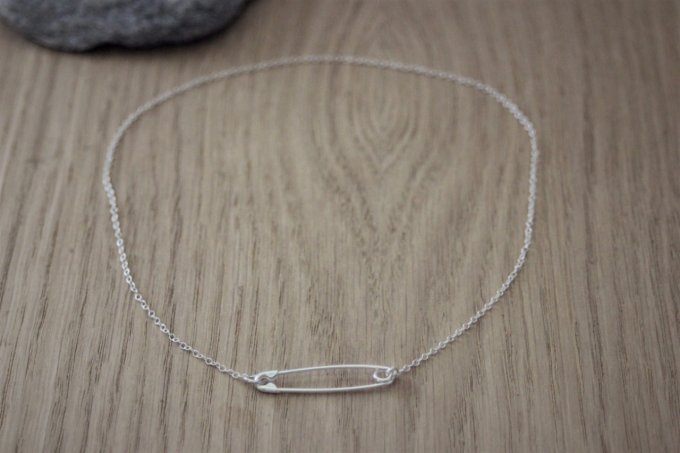 Collier argent massif pendentif épingle à nourrice