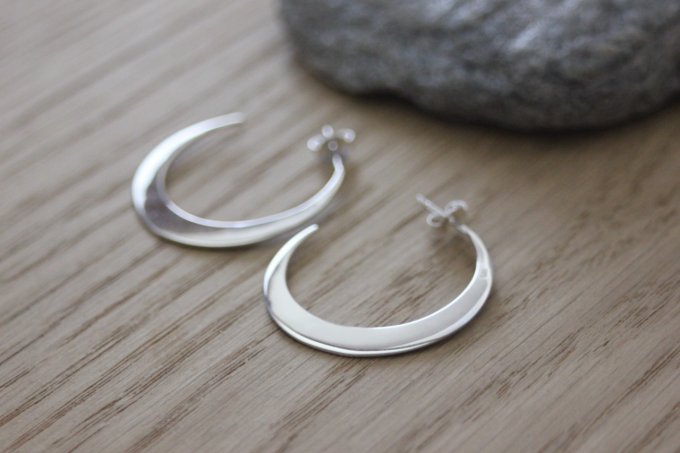 Boucles d'oreilles demi créoles en argent massif