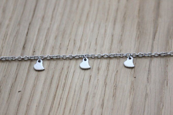 Bracelet Chaine de cheville 3 petits coeurs en acier inoxydable
