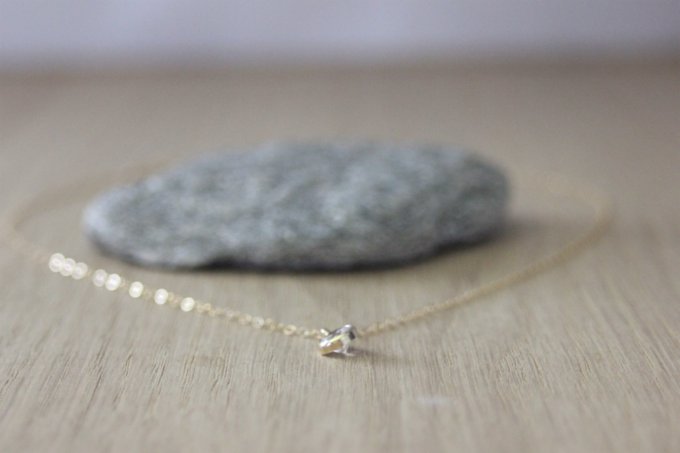 Collier or gold filled pendentif diamant zirconium 6mm