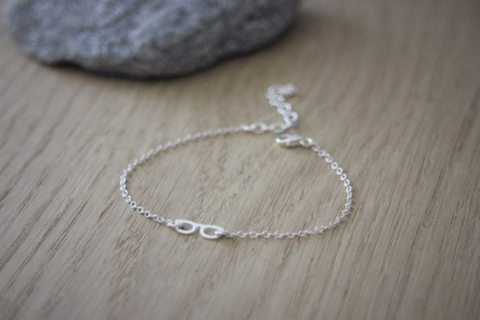 Bracelet lunettes  en argent massif 