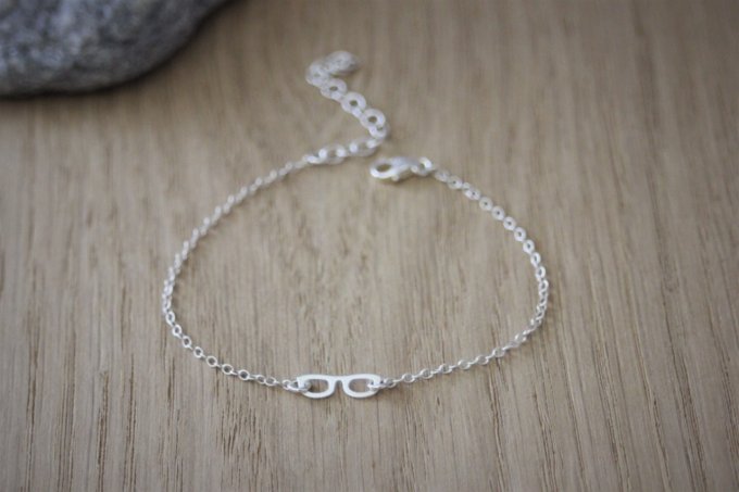 Bracelet lunettes  en argent massif 