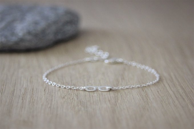 Bracelet lunettes  en argent massif 