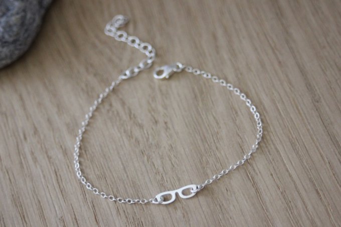 Bracelet lunettes  en argent massif 