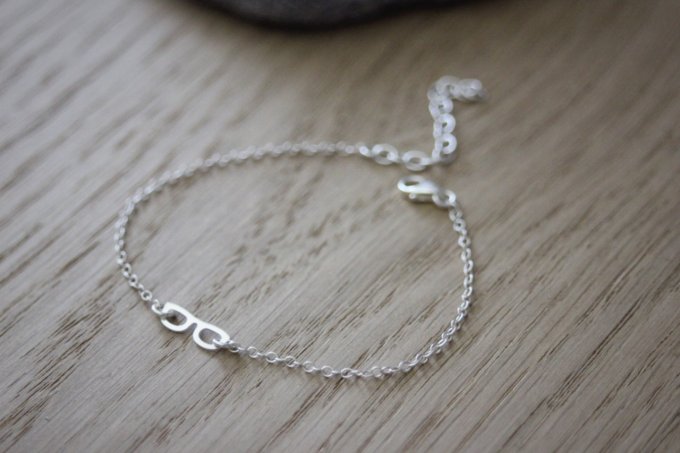 Bracelet lunettes  en argent massif 