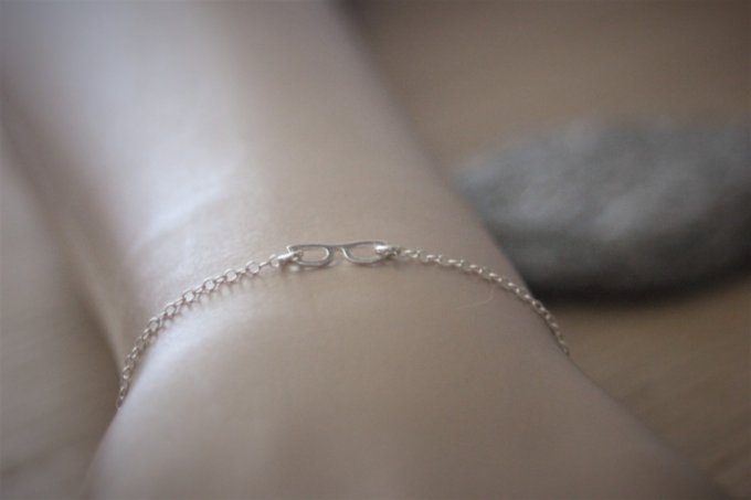 Bracelet lunettes  en argent massif 