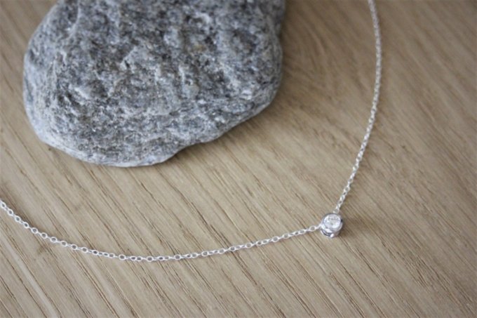 Collier argent massif connecteur argent et zircon