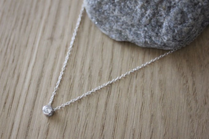 Collier argent massif connecteur argent et zircon