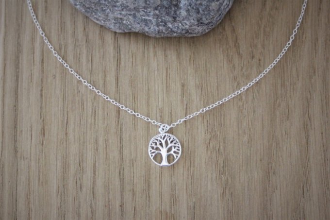 Collier argent massif 925 pendentif arbre de vie