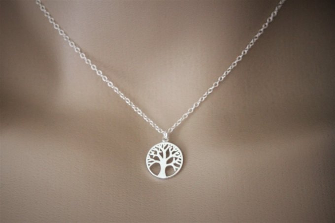 Collier argent massif 925 pendentif arbre de vie