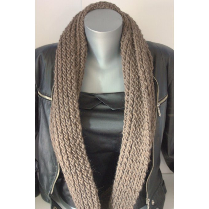 snood 2 tours en laine marron