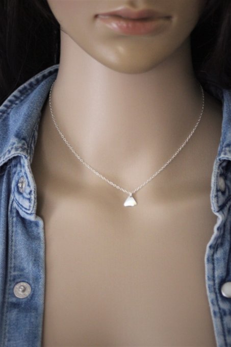 Collier argent massif pendentif mini triangle 