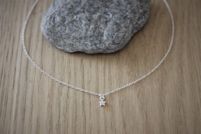 Collier argent pendentif mini étoile avec cristal swarovski