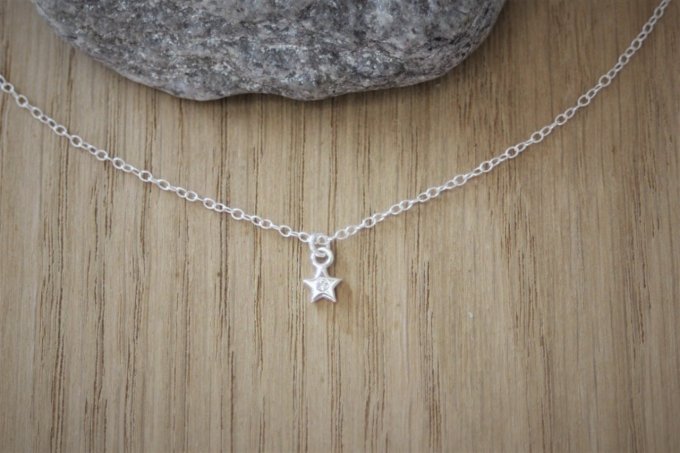 Collier argent pendentif mini étoile avec cristal swarovski