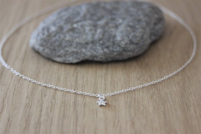 Collier argent pendentif mini étoile avec cristal swarovski