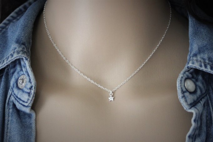 Collier argent pendentif mini étoile avec cristal swarovski