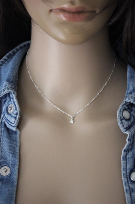 Collier argent pendentif mini étoile avec cristal swarovski