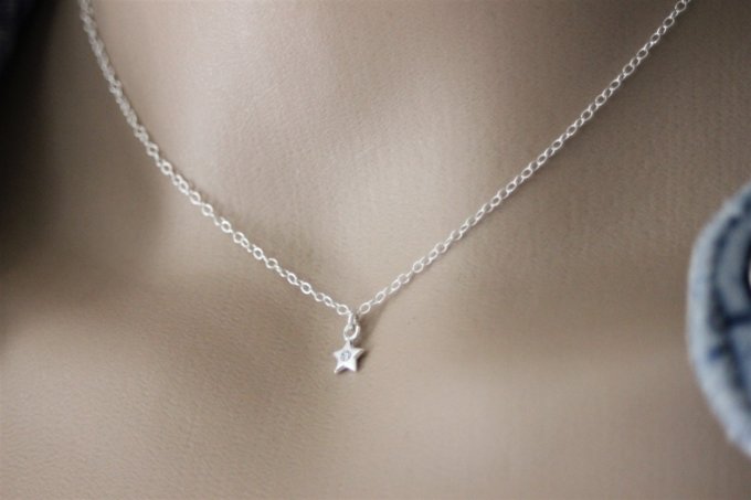 Collier argent pendentif mini étoile avec cristal swarovski