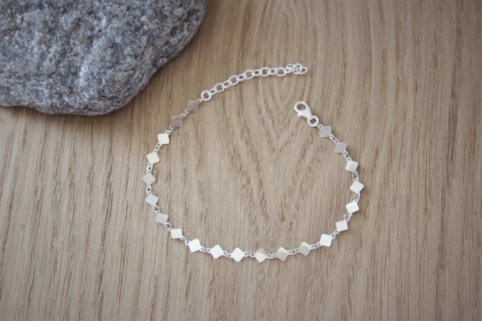 Bracelet argent chaine avec petits losanges