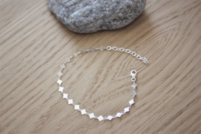 Bracelet argent chaine avec petits losanges