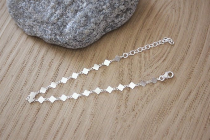 Bracelet argent chaine avec petits losanges