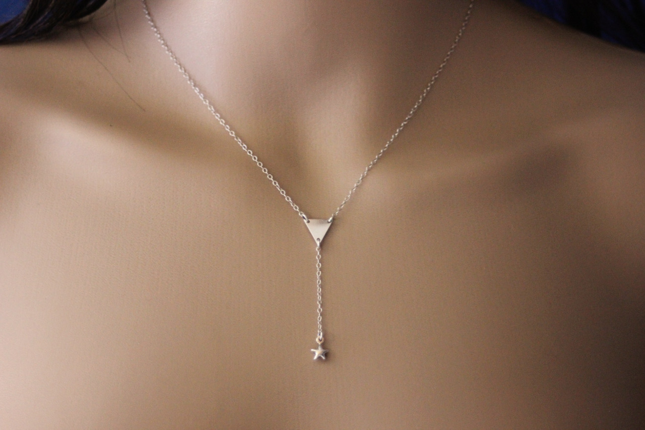 collier argent femme triangle