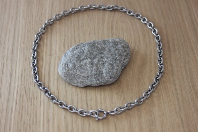 Collier acier inoxydable gros maillons fermoir bouée