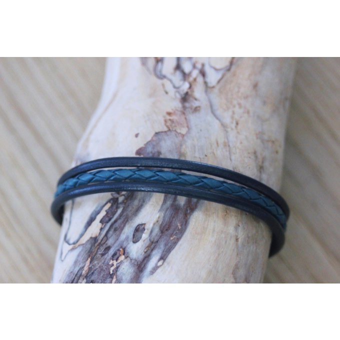 bracelet cuir bleu pour homme