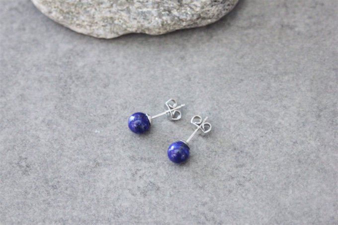 Boucles d'oreilles en lapis lazuli et argent massif