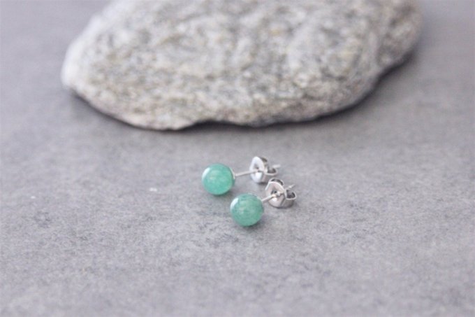 Boucles d'oreilles en aventurine émeraude et argent massif