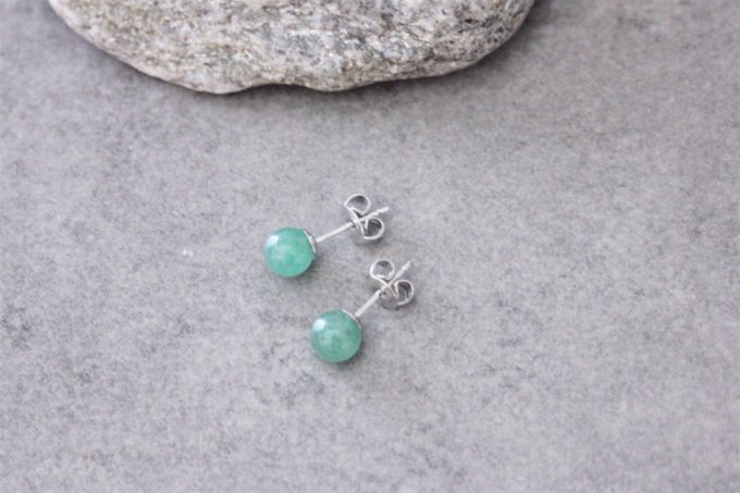 Boucles d'oreilles en aventurine émeraude et argent massif