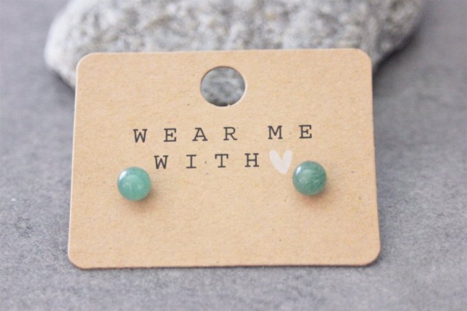 Boucles d'oreilles en aventurine émeraude et argent massif