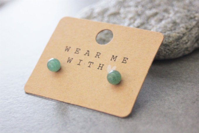 Boucles d'oreilles en aventurine émeraude et argent massif