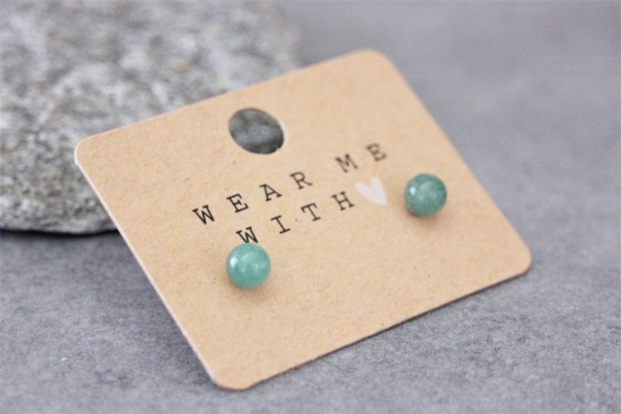 Boucles d'oreilles en aventurine émeraude et argent massif