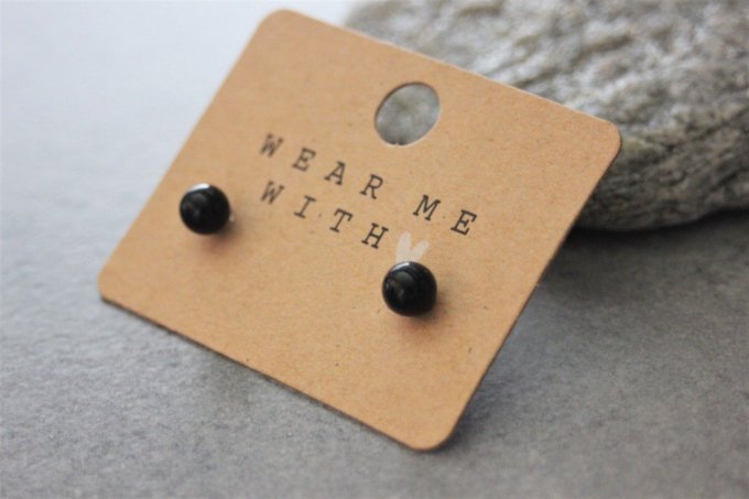 Boucles d'oreilles en onyx noir et argent massif