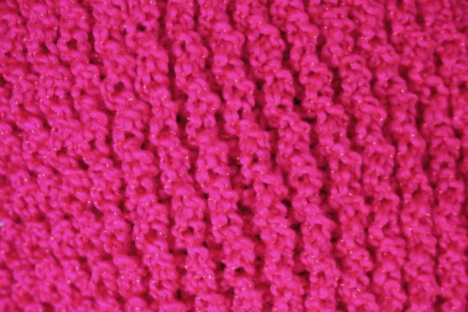 Snood - écharpe en laine rose fuchsia pailleté
